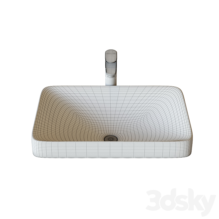 Washbasin Roca Inspira WB Square 37×55 cm surface mounted 327534000 3DS Max - thumbnail 2