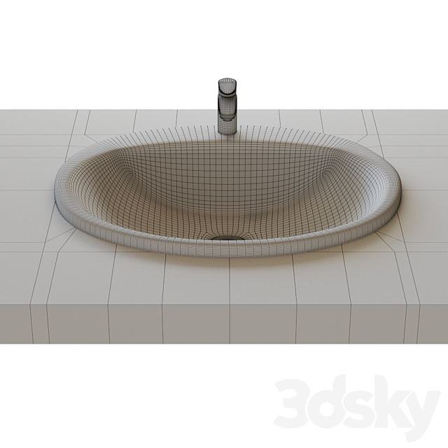 Washbasin Roca Rodeo 52x41cm recessed top 327866000 3DS Max Model - thumbnail 2