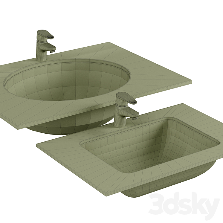 Washbasin set 1 3DS Max - thumbnail 2