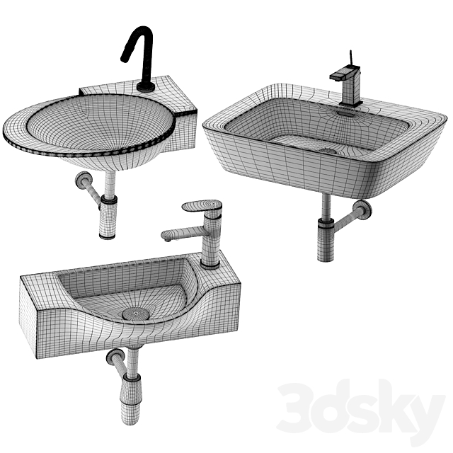 Washbasin set 9 3DS Max Model - thumbnail 3