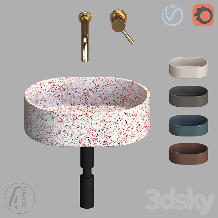 Washbasin terazzo b 3DS Max - thumbnail 1