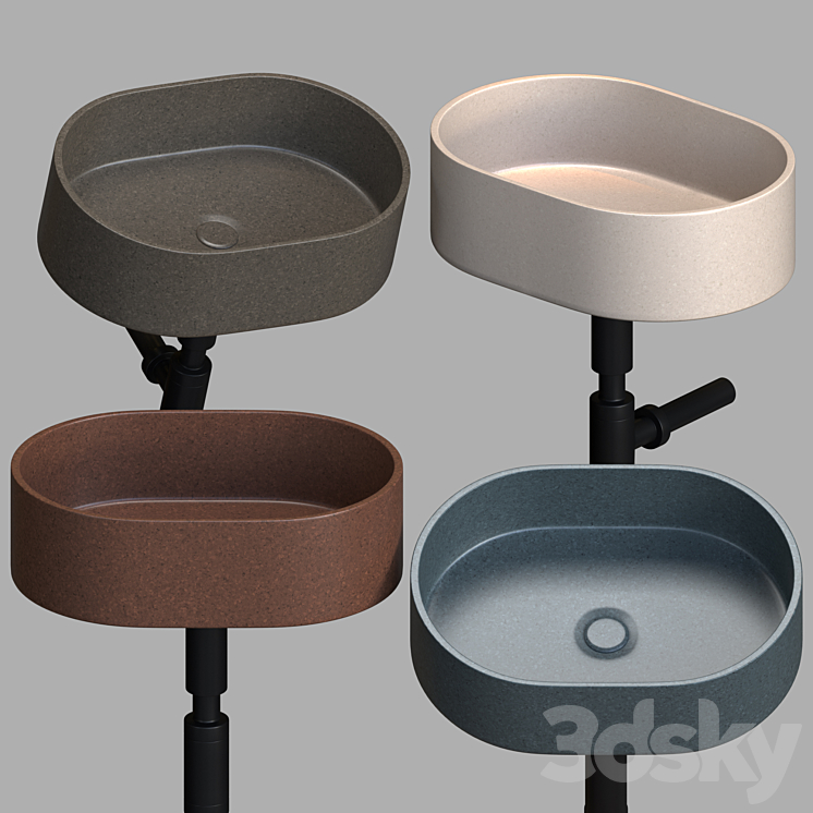 Washbasin terazzo b 3DS Max - thumbnail 2