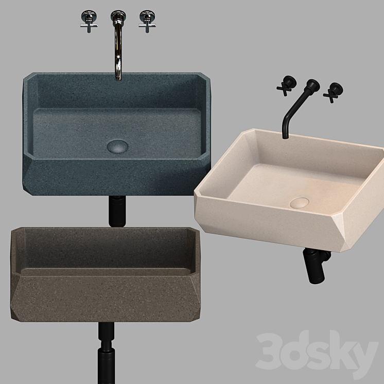 Washbasin Terazzo F 3DS Max - thumbnail 2