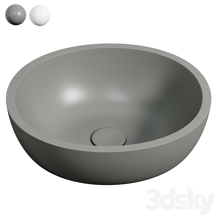 Waskom Solid Surface Asti Grigio (exclusief kraan) 3DS Max Model - thumbnail 1