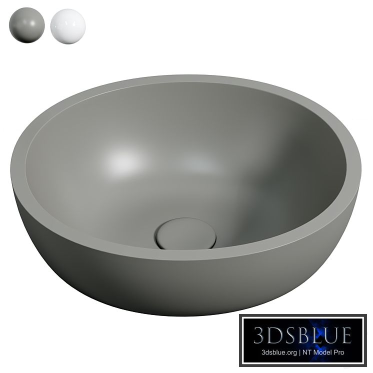 Waskom Solid Surface Asti Grigio (exclusief kraan) 3DS Max - thumbnail 3