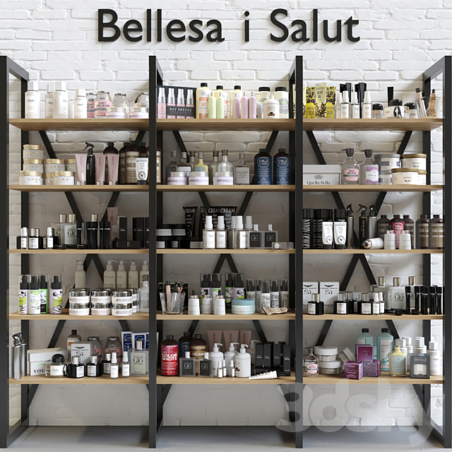 A huge rack with luxury cosmetics for beauty salons and professional cosmetology 3DSMax File - thumbnail 1