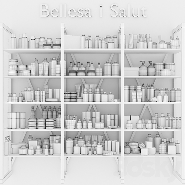 A huge rack with luxury cosmetics for beauty salons and professional cosmetology 3DSMax File - thumbnail 2