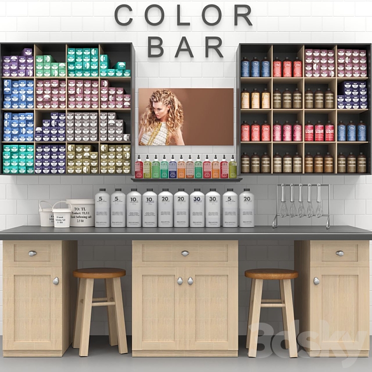 A set of hair dyes in a beauty salon. Collection 3DS Max - thumbnail 1