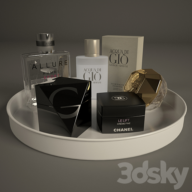 A set of perfume on a tray 3DS Max Model - thumbnail 3