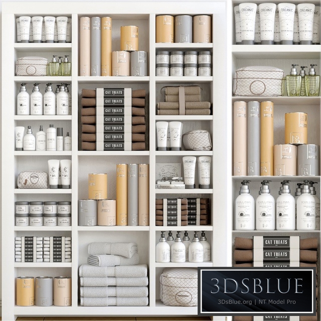 Cabinet with a collection of white cosmetics 3. Make Up and bathroom accessories 3DS Max - thumbnail 3