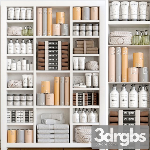 Cabinet With A Collection Of White Cosmetics 3 Make Up and Bathroom Accessories 3dsmax Download - thumbnail 1