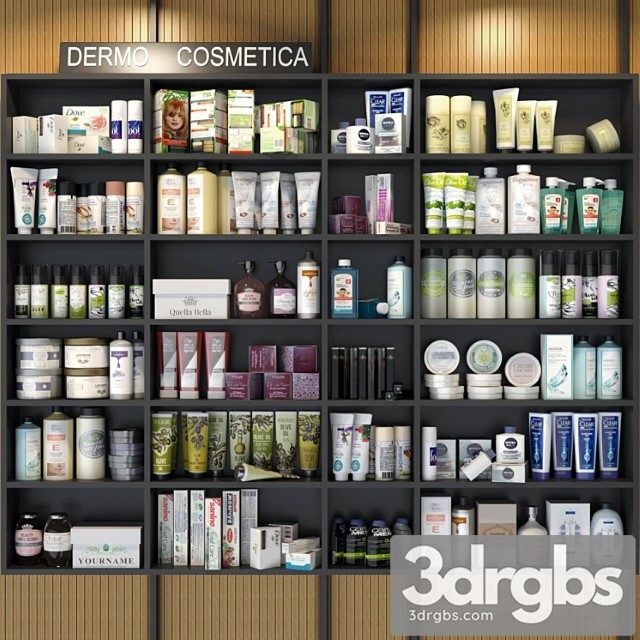 Cabinet with cosmetics for beauty salons or bathroom accessories. make up 3dsmax Download - thumbnail 1