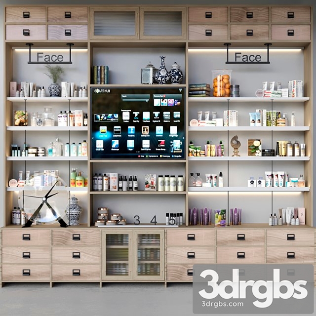 Closet with cosmetics for personal care in a beauty salon 3dsmax Download - thumbnail 1