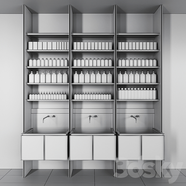 Cosmetic set glass and metal shelving 3DS Max Model - thumbnail 4