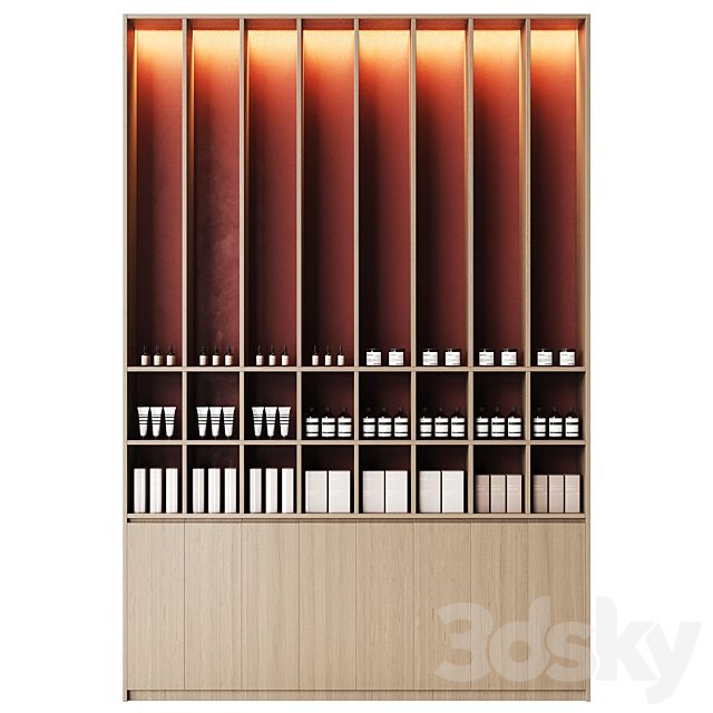 Cosmetics store cabinet with high shelves 3ds Max - thumbnail 1