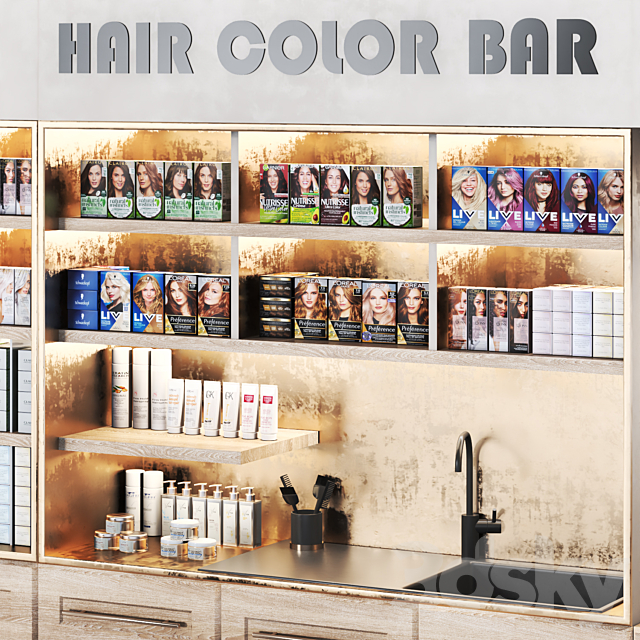 Hair Color bar-Hair Dye 3DS Max Model - thumbnail 5