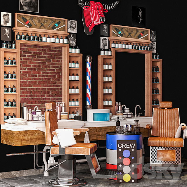 JC Barber Shop 3 3DS Max Model - thumbnail 2