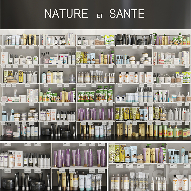 Large showcase in a pharmacy with cosmetics 3. Beauty salon 3DS Max - thumbnail 1