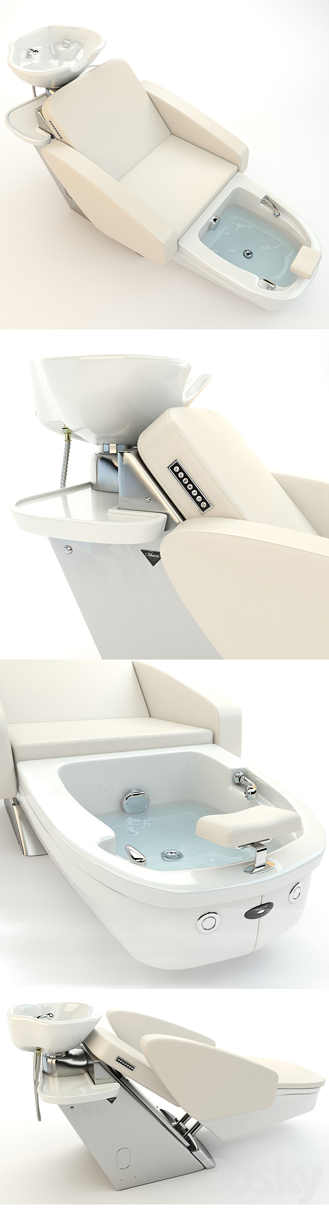 Maletti Mercury Air Massage wash unit with pedicure bowl 3DSMax File - thumbnail 2