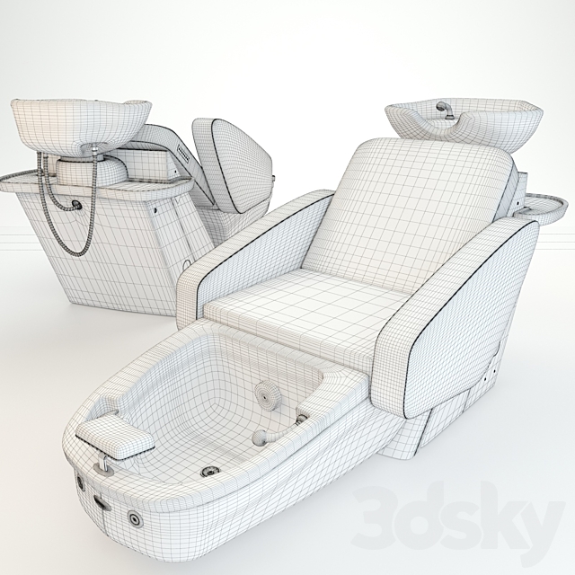 Maletti Mercury Air Massage wash unit with pedicure bowl 3DSMax File - thumbnail 3