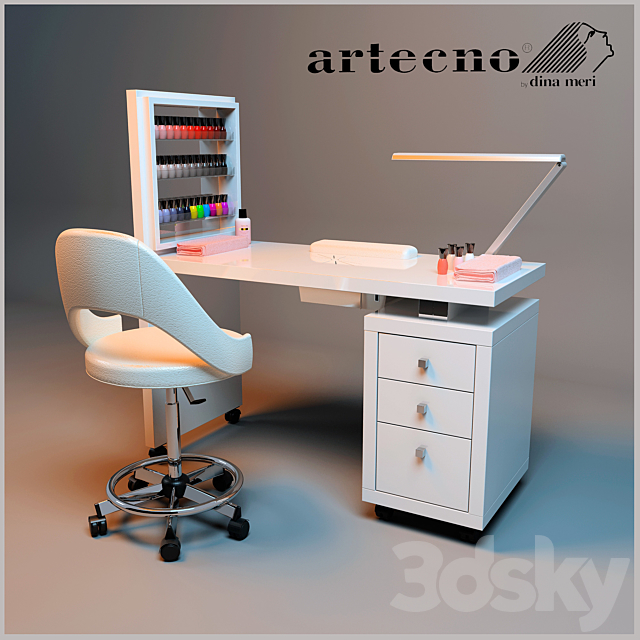 Manicure table with extractor 308LX Artecno 3DSMax File - thumbnail 1