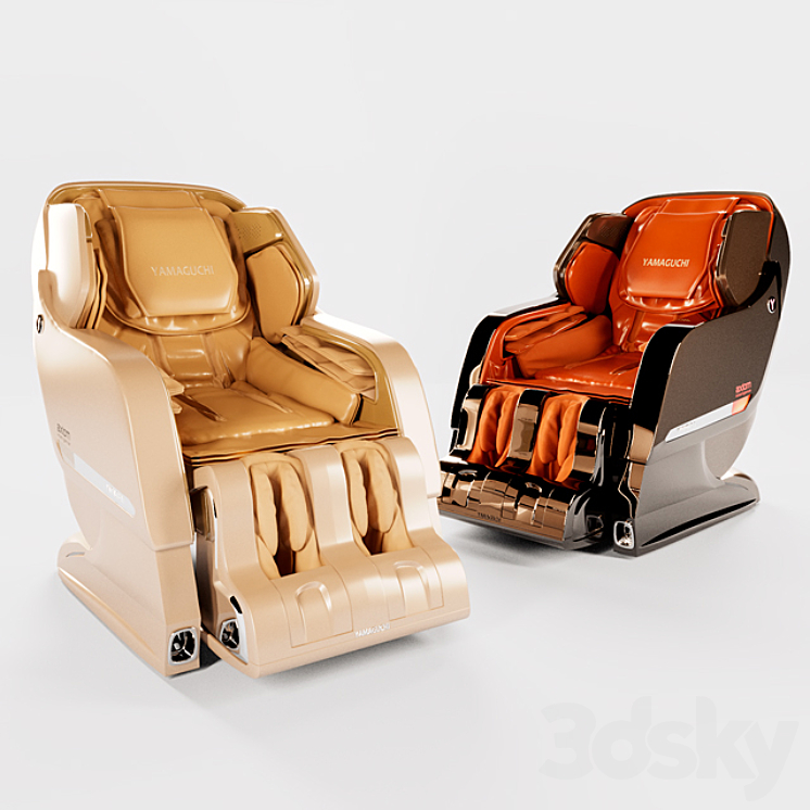 Massage chair Yamaguchi Axiom in Champagne and Chrome colors 3DS Max - thumbnail 1