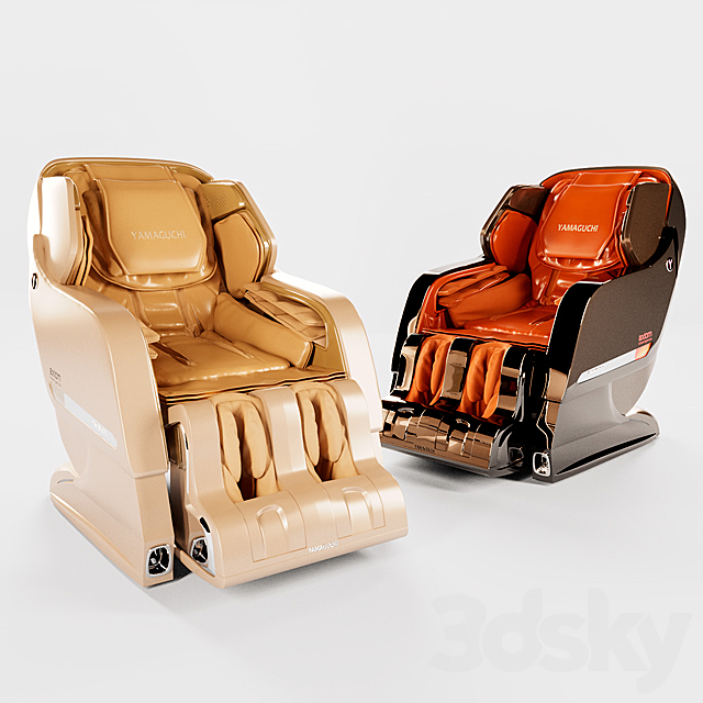 Massage chair Yamaguchi Axiom in Champagne and Chrome colors 3DSMax File - thumbnail 1
