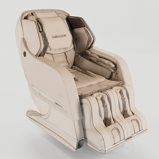Massage chair Yamaguchi Axiom in Champagne and Chrome colors 3DSMax File - thumbnail 3