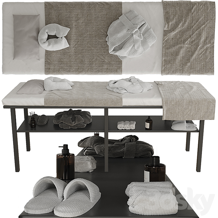Massage table with decor 2 3DS Max Model - thumbnail 1