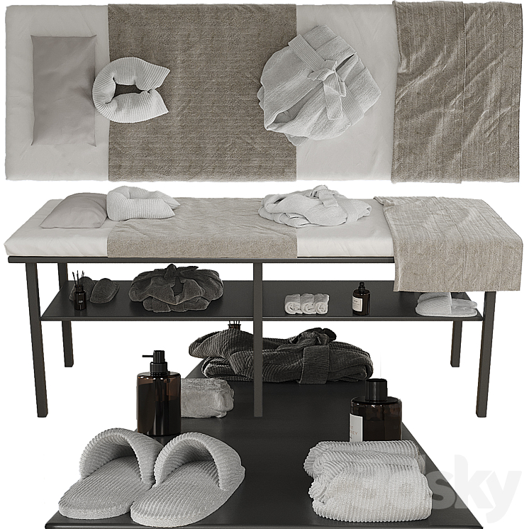 Massage table with decor 2 3DS Max - thumbnail 1