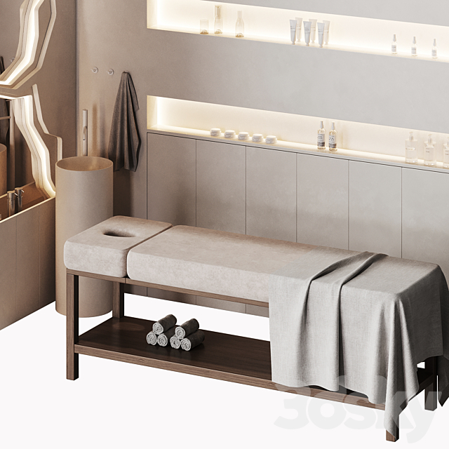 Modern spa room with massage couch 2 3ds Max - thumbnail 2