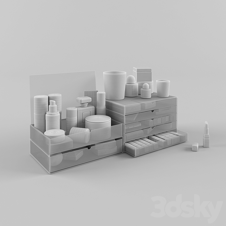 Set of cosmetics MUJI drawers 3DS Max - thumbnail 2