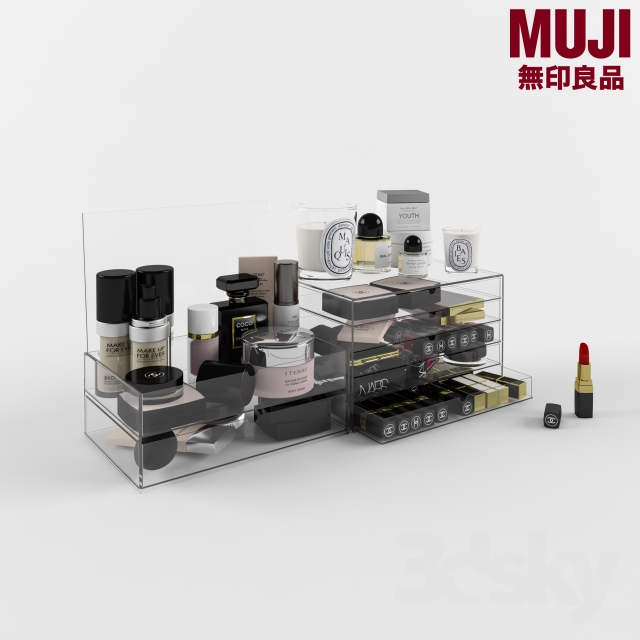 Set of cosmetics MUJI drawers 3DS Max - thumbnail 3