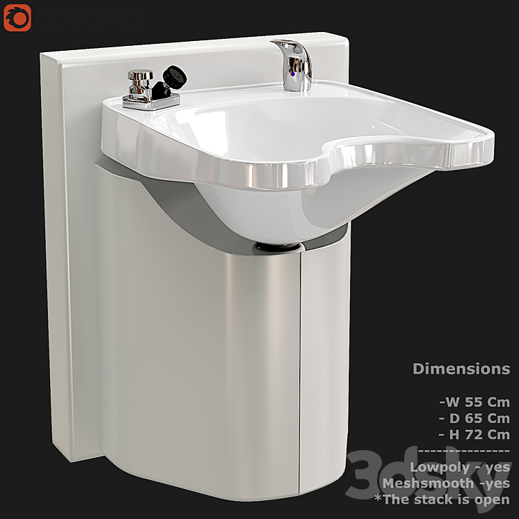 Shampoo Bowl Hair Sink E140 3DS Max Model - thumbnail 1