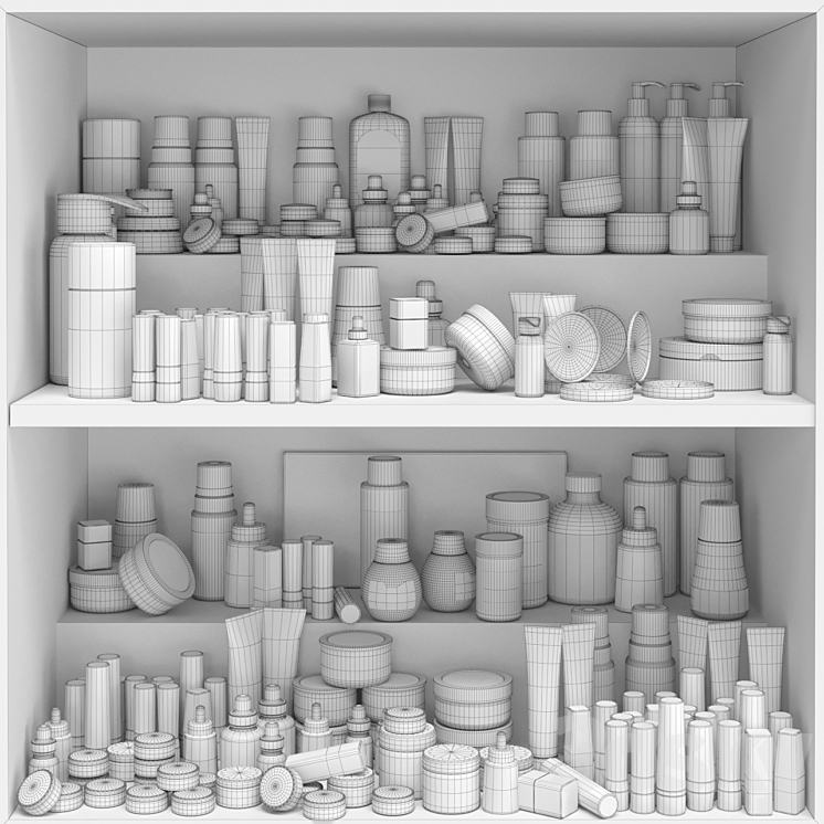 Shelf with a set of cosmetics for beauty salons shops or dutifree. Make up 3DS Max - thumbnail 2