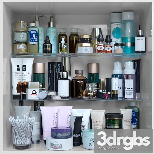 Shelf with cosmetics in a beauty salon or store 3dsmax Download - thumbnail 1