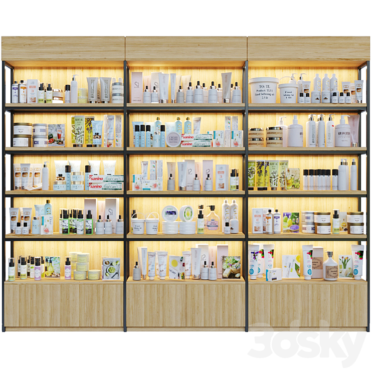Showcase in a pharmacy with cosmetic care products 8 3DS Max - thumbnail 1