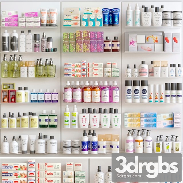 Showcase in a pharmacy with cosmetics 5 3dsmax Download - thumbnail 1