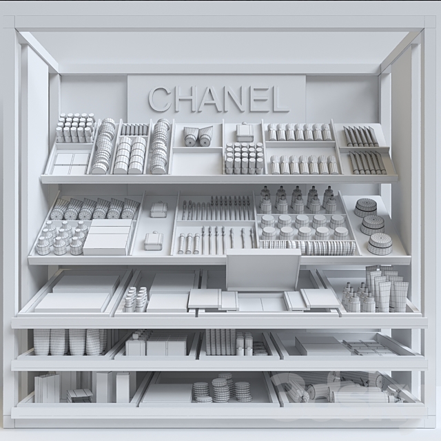 Showcase in duty free or beauty salons with professional cosmetics. Make-Up 3DSMax File - thumbnail 3