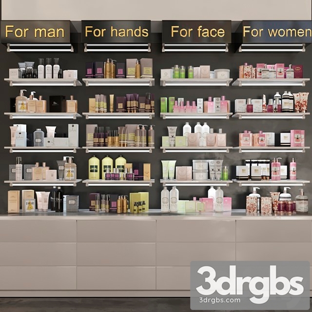 Showcase in pharmacies cosmetics for care. beauty saloon 3dsmax Download - thumbnail 1