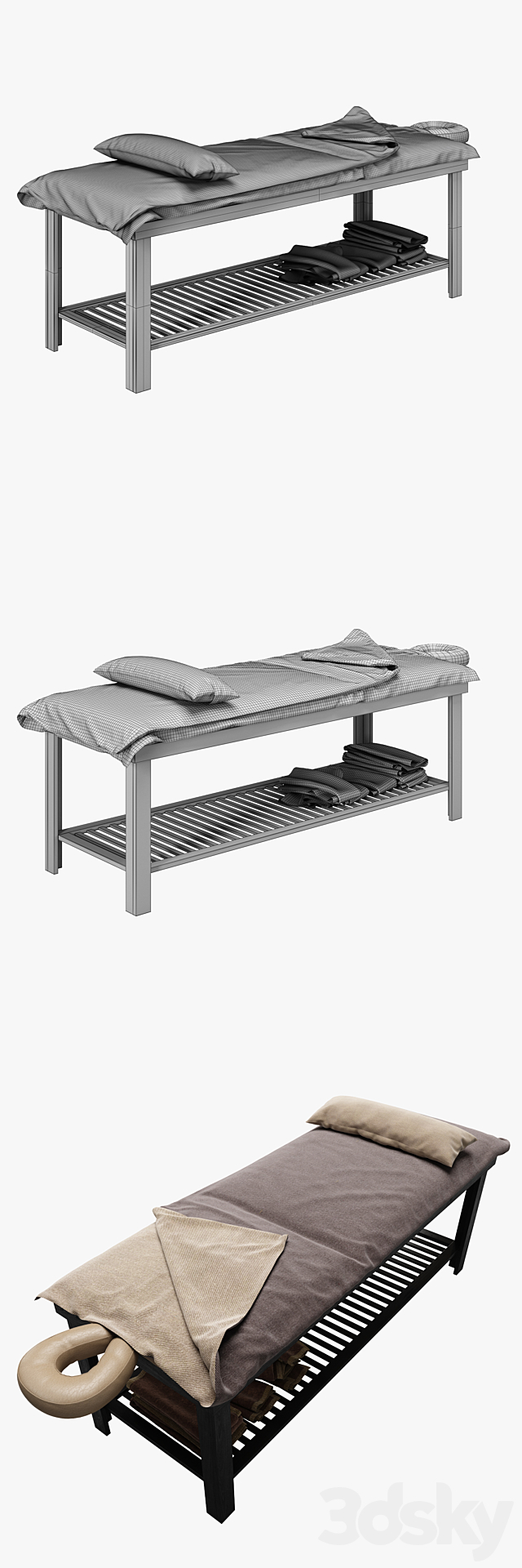 Spa Bed Massage Table 3DS Max Model - thumbnail 2