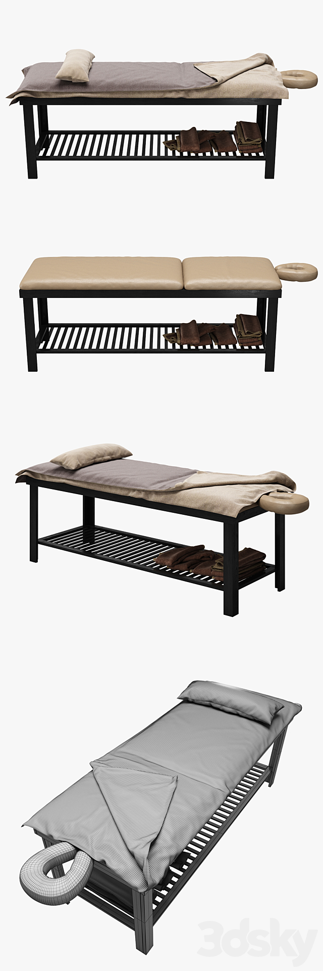 Spa Bed Massage Table 3DS Max Model - thumbnail 3