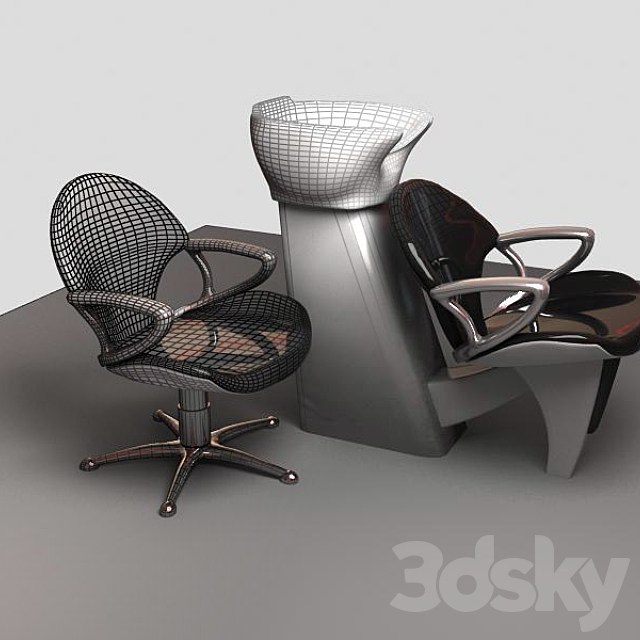 stools and wash Salon 3DSMax File - thumbnail 1