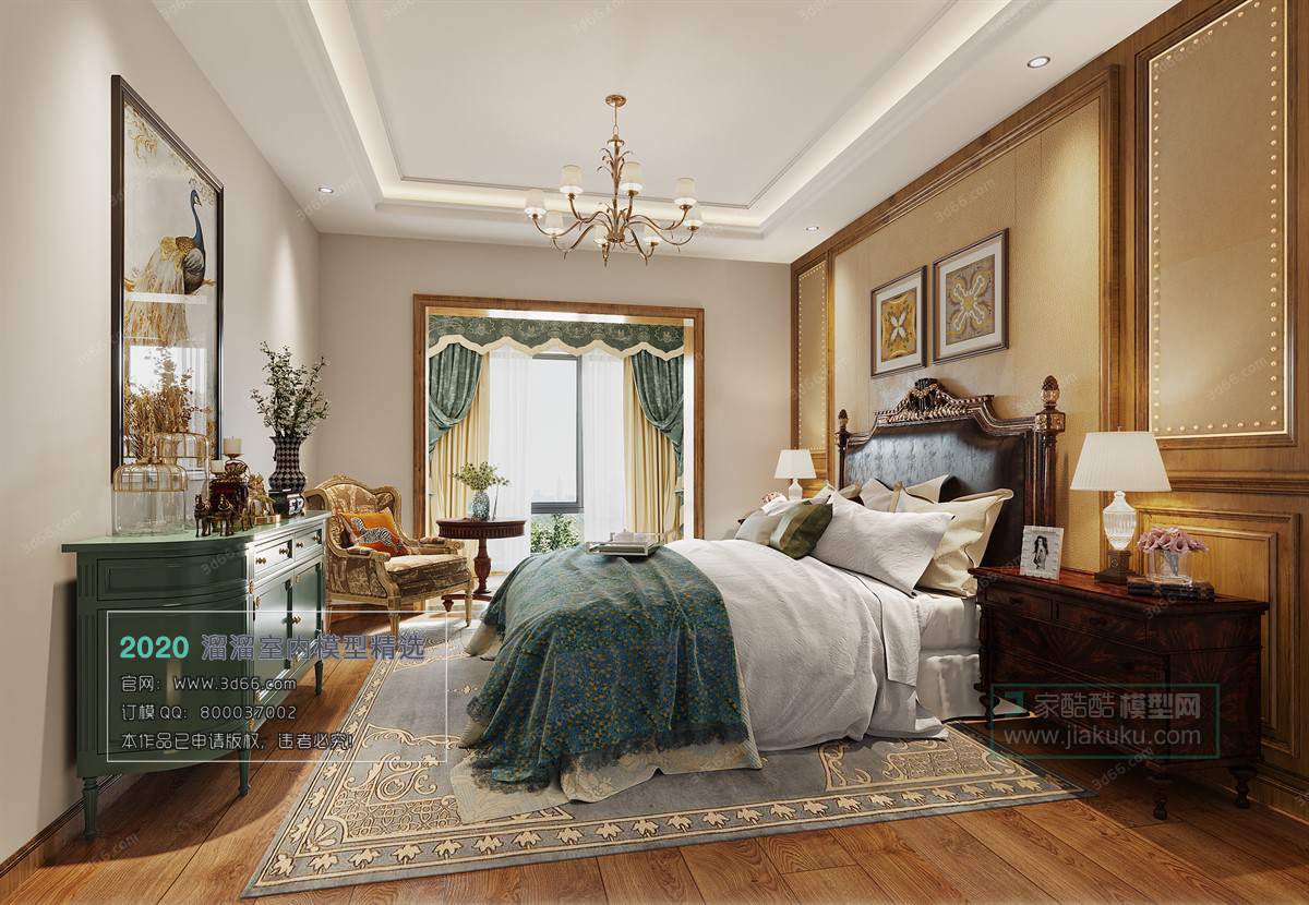 BEDROOM – 3D MODELS – AMERICAN STYLE – 001 - thumbnail 1