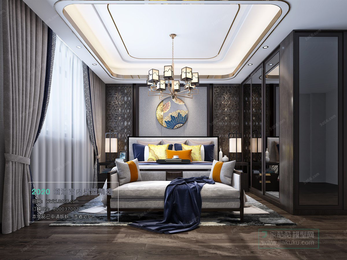 BEDROOM – CHINESE STYLE – 3D MODELS – 003 - thumbnail 1