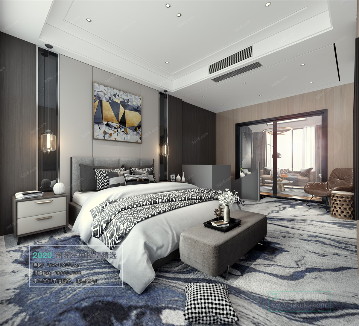 BEDROOM – MODERN STYLE – 3D MODELS – 004 - thumbnail 1