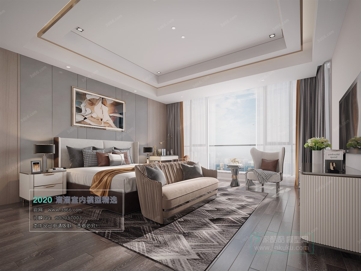 BEDROOM – MODERN STYLE – 3D MODELS – 044 - thumbnail 1