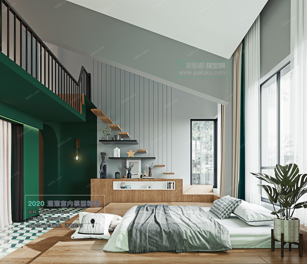 BEDROOM – MODERN STYLE – 3D MODELS – 051 - thumbnail 1