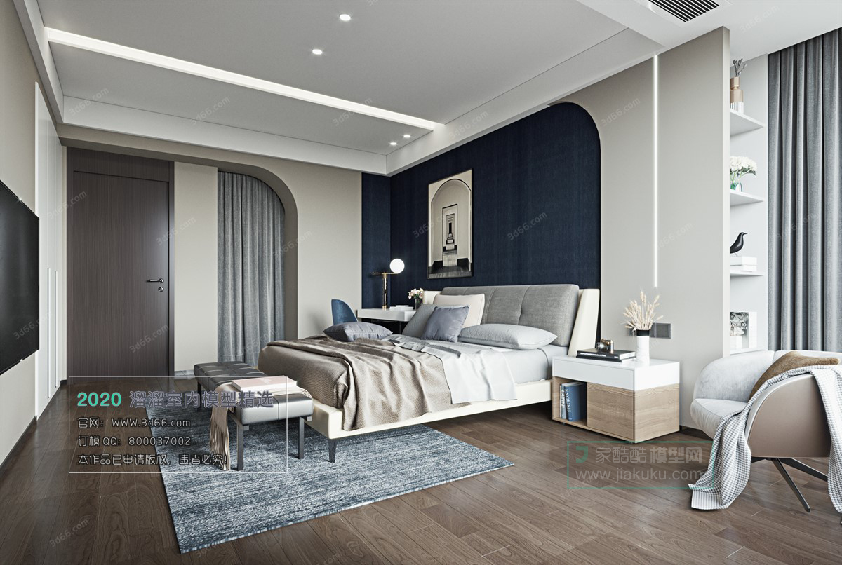 BEDROOM – MODERN STYLE – 3D MODELS – 080 - thumbnail 1