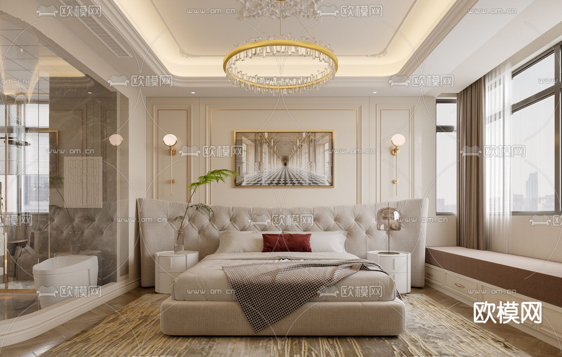 BEDROOM – MODERN STYLE – CORONA – 3D MODEL – 2058 - thumbnail 1